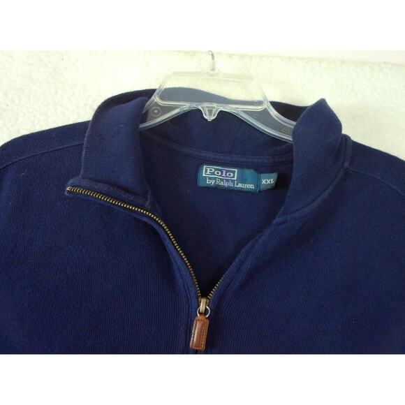 Polo Ralph Lauren Sweater Mens XXL Blue Quarter Zip Classiccore Preppy Pony - Picture 3 of 6
